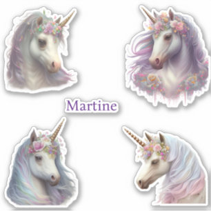 Set of 4 Unicorn Personalised Name Custom Cut