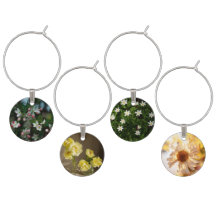 Set of 4 Unique Photo Floral wine charms (Garden)