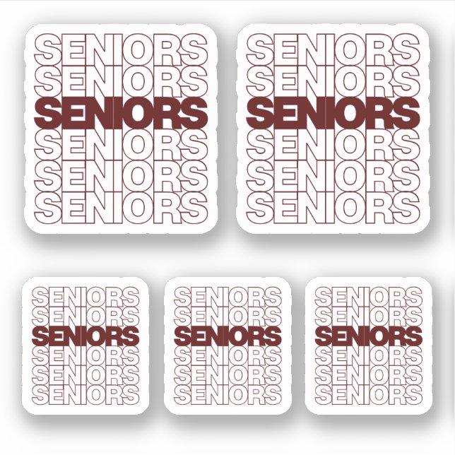 Set of 5 Maroon Seniors Seniors Seniors Custom-Cut (Front)