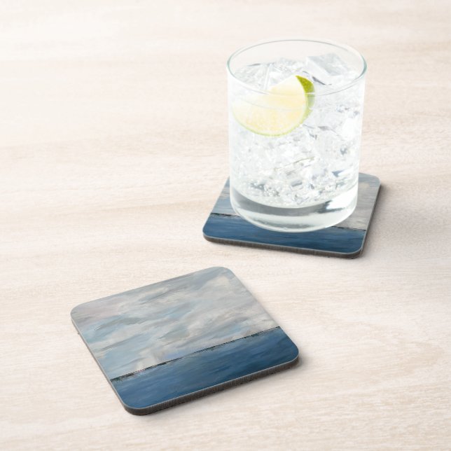 Set of 6 Coastal Art Hard Plastic Coasters (Right Side)