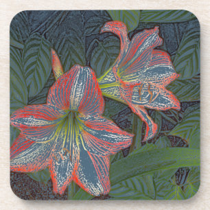 SET OF 6 COASTERS,"TWO DAYLILIES" COASTER