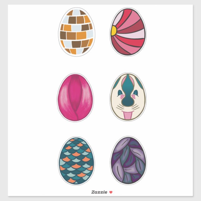 Set of 6 Colorful Easter Eggs (Sheet)