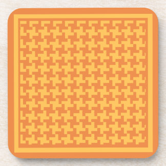 Set of 6 Cork-backed Coasters, Orange Dogstooth Coaster