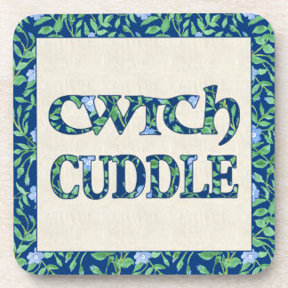 Set of 6 Cork Coasters with Welsh Cwtch and Cuddle