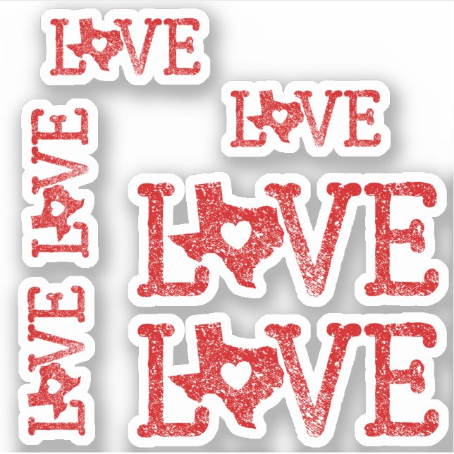 Set of 6 Distressed Texas Love Raider Red (Front)