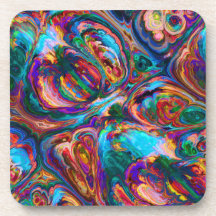 Set of 6 drink coasters Retro abstract colourful