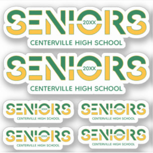 Set of 6 Green & Yellow Two-Colour Seniors Sliced