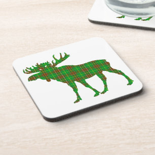 Set Of 6 Newfoundland tartan Drink Coasters moose