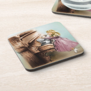 Set of 6 Piano Girl Coasters, Colourful Vintage Coaster