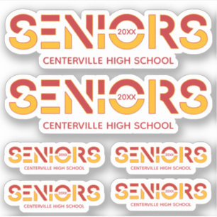 Set of 6 Red & Yellow Seniors Sliced Custom-Cut