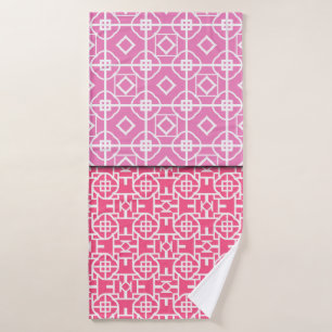Set of 6 seamless geometric pattern. Vintage illus Bath Towel