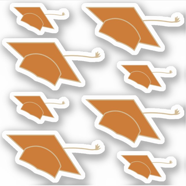 Set of 8 Burnt Orange Graduation Caps Custom-Cut (Front)