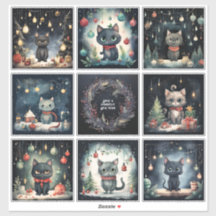 Set of 8 Cat Christmas