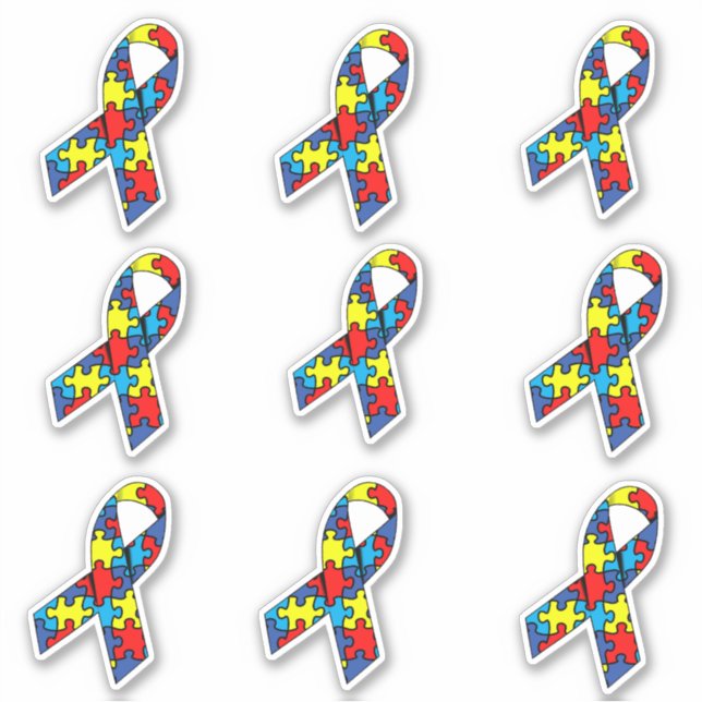 Set of 9 Autism Awareness Ribbons (Front)