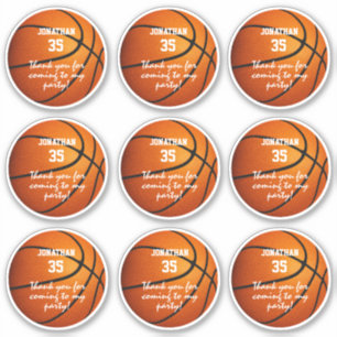 set of 9 basketball party sports favour label