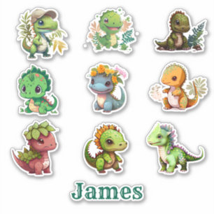 Set of 9 Dinosaurs Personalised Vinyl Cut