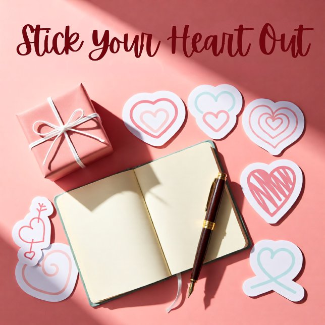 Set of 9 red, pink and blue hearts stickers (Pastel Doodle Hearts – Pink & Blue Hand-Drawn Love Sticker)