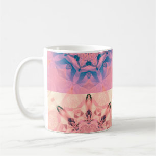 Set of abstract pastel fractals with kaleidoscopic coffee mug