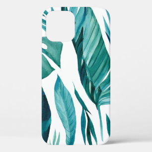 Set of abstract tropical palm leaves on isolated w iPhone 12 case
