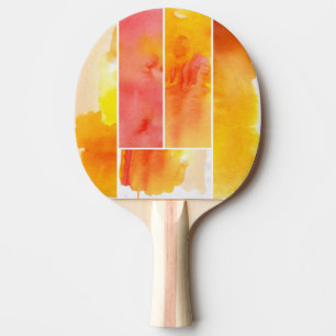Set of abstract  watercolor hand painted ping pong paddle