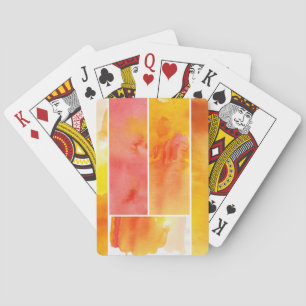 Set of abstract watercolor hand painted playing cards