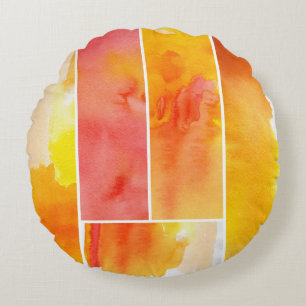Set of abstract  watercolor hand painted round cushion