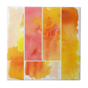 Set of abstract watercolor hand painted tile