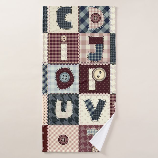 Set of alphabets letters in patchwork style. May b Bath Towel (Bath Towel)