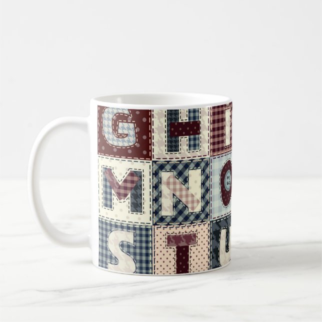 Set of alphabets letters in patchwork style. May b Coffee Mug (Left)
