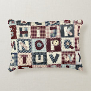 Set of alphabets letters in patchwork style. May b Decorative Cushion
