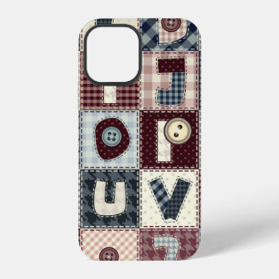 Set of alphabets letters in patchwork style. May b iPhone 12 Case