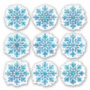 Set of Blue Snowflakes