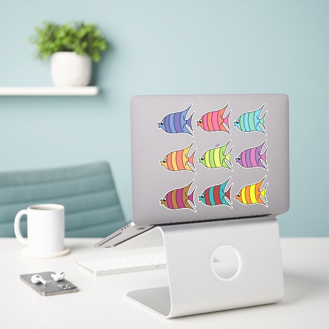 set of cartoon fish  (Laptop On Desk)