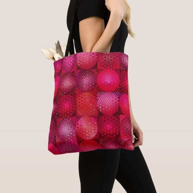 Set of Circular Mosaic in Red Tote Bag (Close Up)