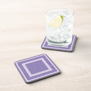 Set of Coasters: Mauve, White Ogees and Polkas Coaster