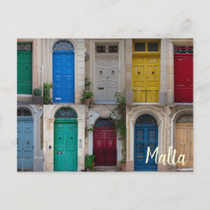 Set of colorful front doors in Malta Postcard