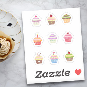 Set of Colourful Cupcakes Stickers