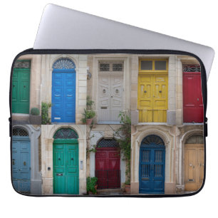 Set of colourful front doors in Malta Laptop Sleeve