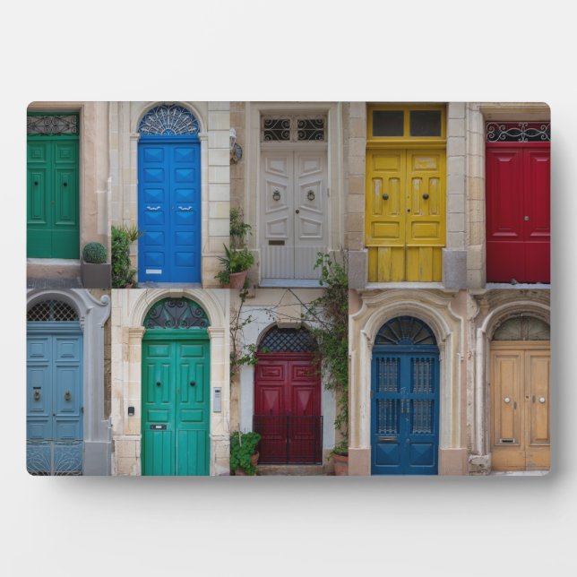 Set of colourful front doors in Malta Plaque (Front)