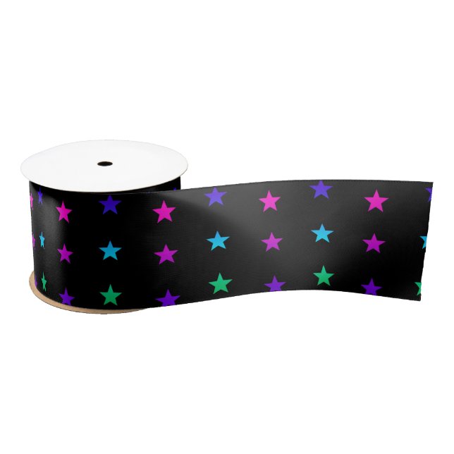 Set of Colourful Stars Satin Ribbon (Spool)