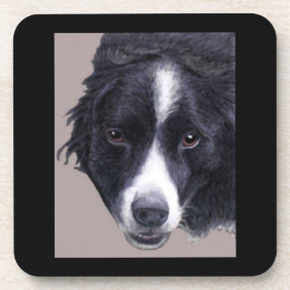set of cork coasters - border collie 1