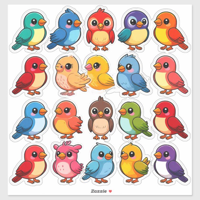 Set of Cute Cartoon Birds (Sheet)