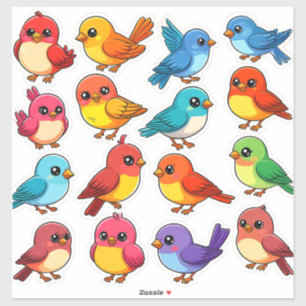 Set of Cute Cartoon Birds