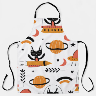 Set of cute cat illustration vintage design art. F Apron