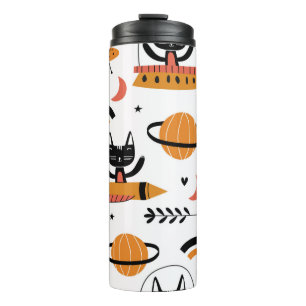 Set of cute cat illustration vintage design art. F Thermal Tumbler