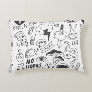 Set of cute graffiti doodle decorative cushion