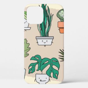 Set of cute house plants in pots. Colourful botani iPhone 12 Case