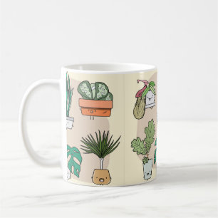 Set of cute house plants in pots. Colourful botani Coffee Mug