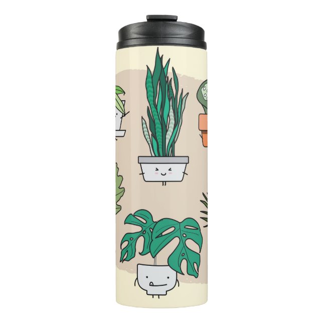 Set of cute house plants in pots. Colourful botani Thermal Tumbler (Front)