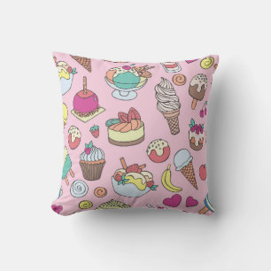 Set of different sweets. Seamless doodle pattern w Cushion